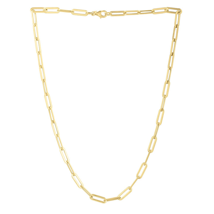 Collar con cadena de clip abovedada larga en oro amarillo de 14 k (4,80 mm)