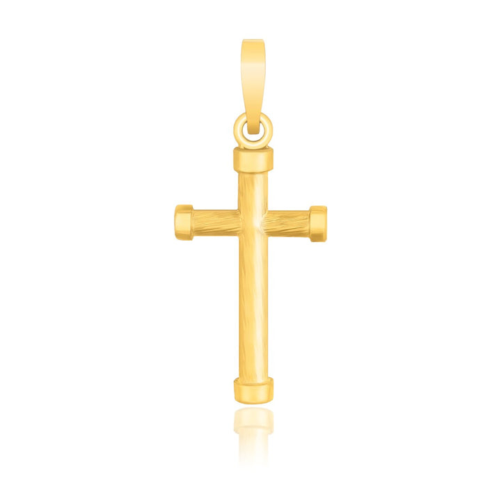 Colgante de cruz de oro amarillo de 14 k con extremos redondeados