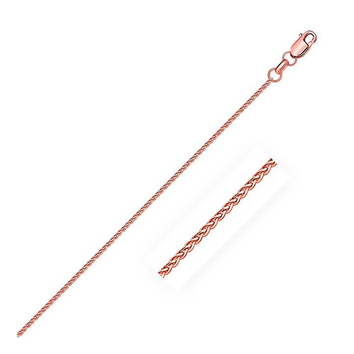 Cadena de espigas redondas con corte de diamante en oro rosa de 14 k (1,20 mm)