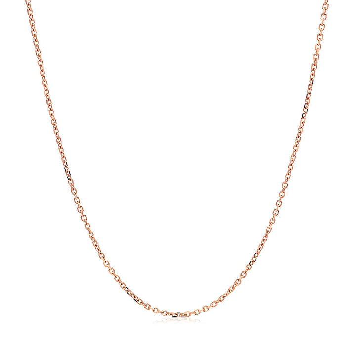 Cadena de eslabones tipo cable con corte de diamante en oro rosa de 14 k (1,10 mm)