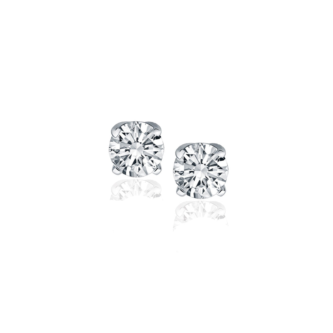 Aretes de oro blanco de 14 k con cuatro puntas y diamantes (1/2 ct)