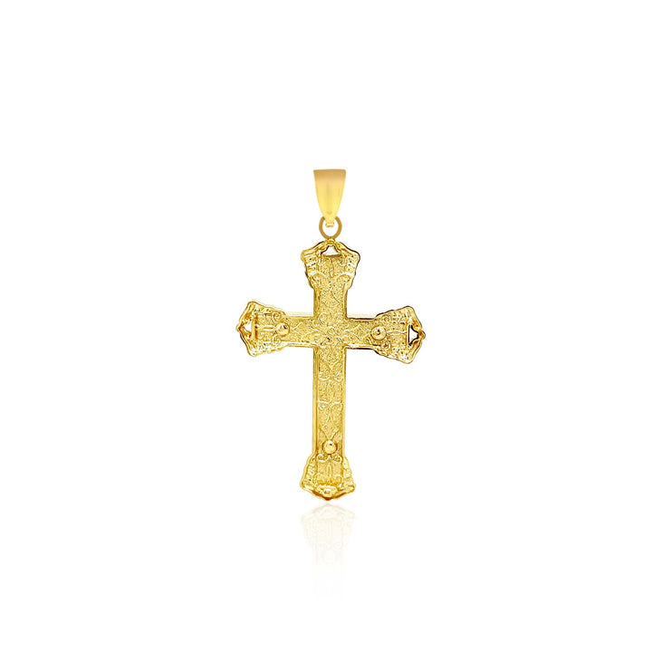 Colgante de cruz de ónix negro en oro amarillo de 14 k