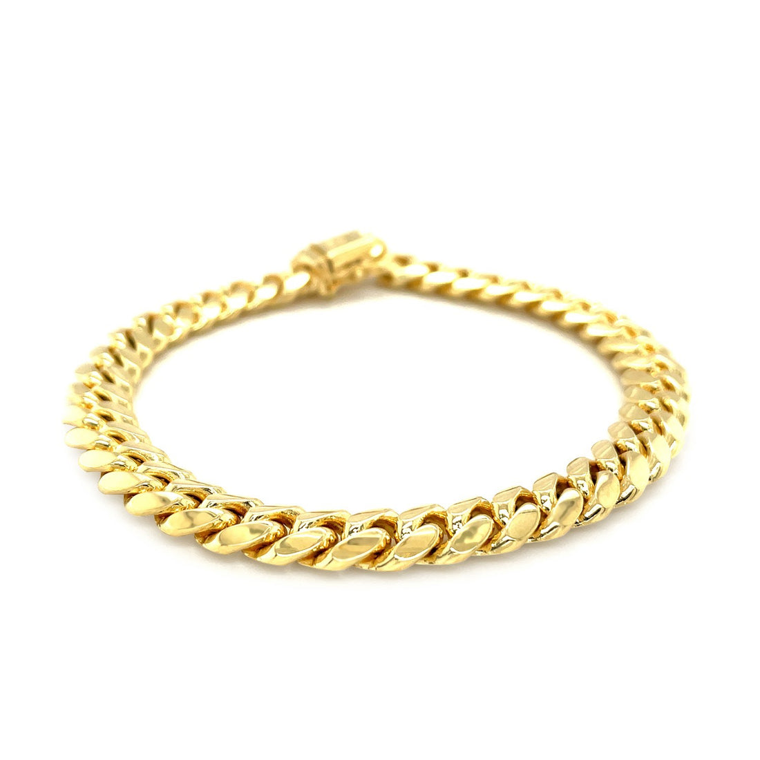 Pulsera clásica cubana Miami de oro amarillo de 10 k (8,20 mm)