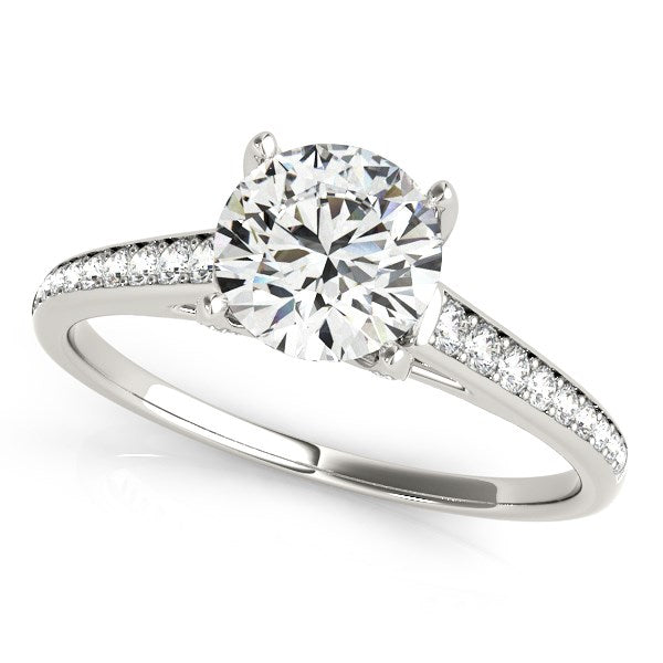 Anillo de compromiso de diamantes en oro blanco de 14 k con diseño de catedral (1 1/3 ct)