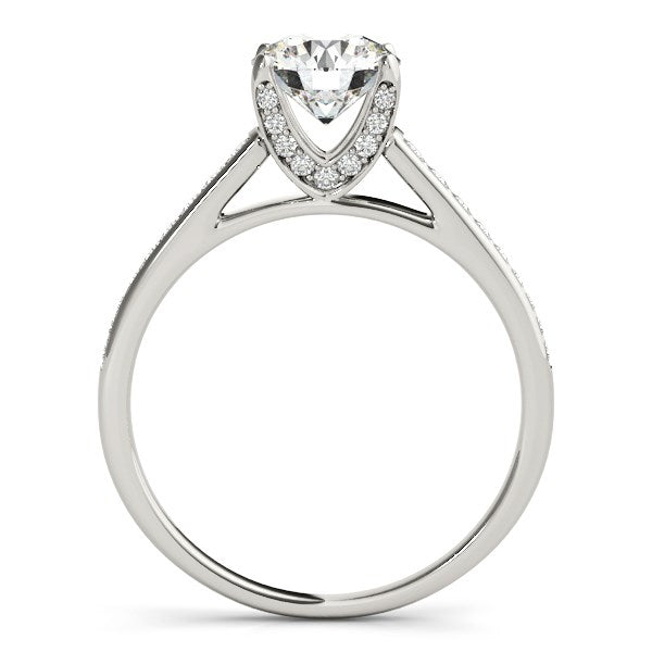 Anillo de compromiso de diamantes en oro blanco de 14 k con diseño de catedral (1 1/3 ct)