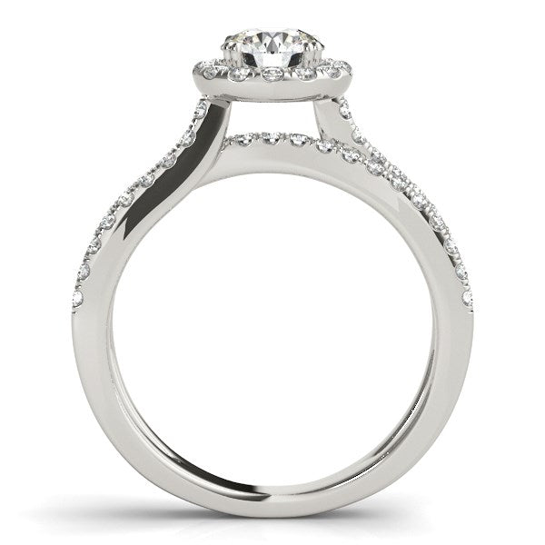 Anillo de compromiso de diamantes en oro blanco de 14 k con diseño de cuerpo dividido (1 1/2 ct)
