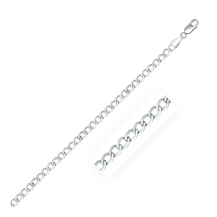 Cadena de plata de ley rodiada de 3,7 mm con cierre de mosquetón (3,70 mm)