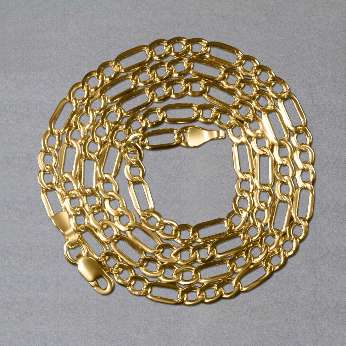 Cadena Figaro Lite de oro amarillo de 10 k (3,70 mm)