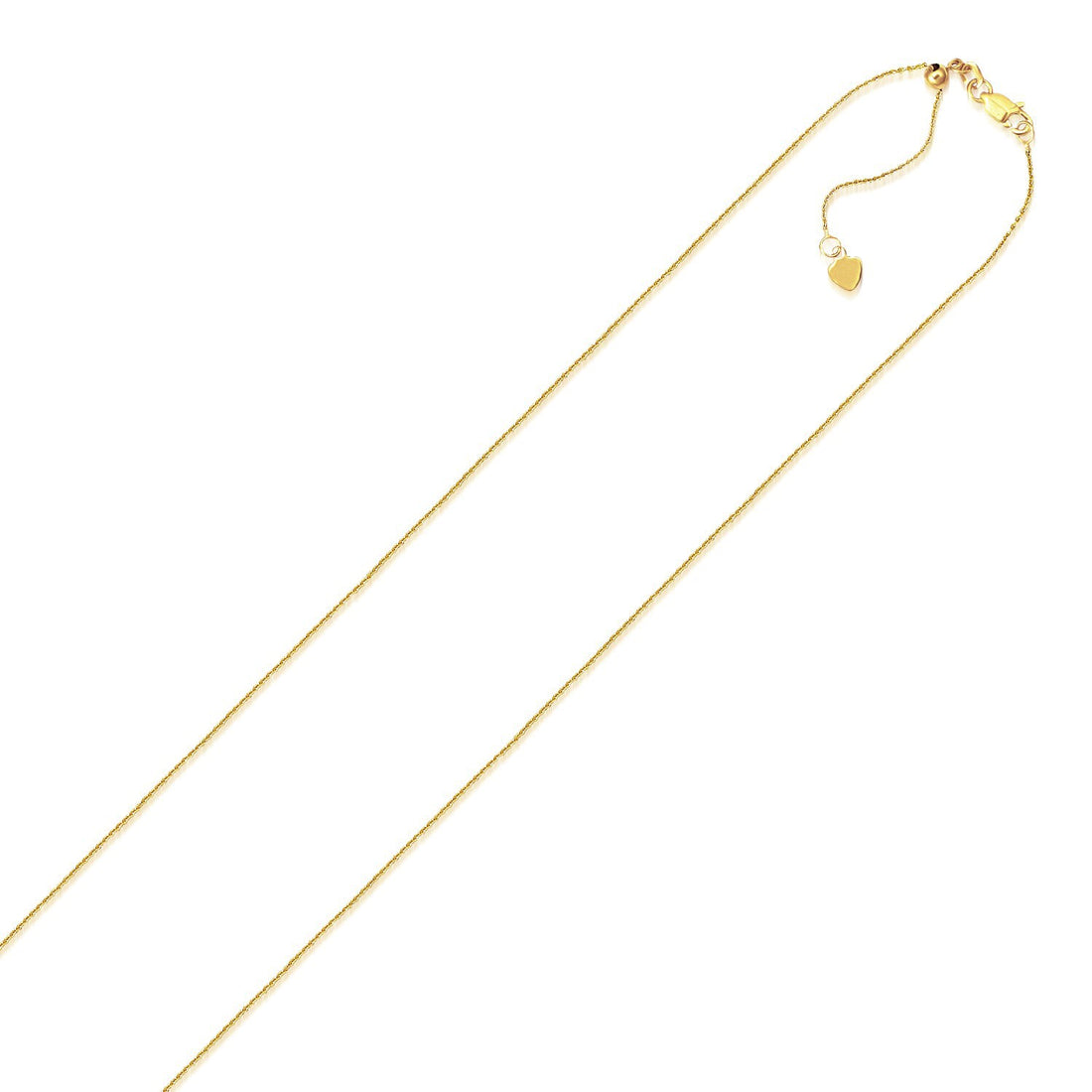 Cadena tipo cable ajustable de oro amarillo de 10 k (1,10 mm)