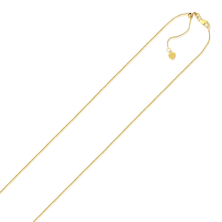 Cadena tipo cable ajustable de oro amarillo de 10 k (1,10 mm)