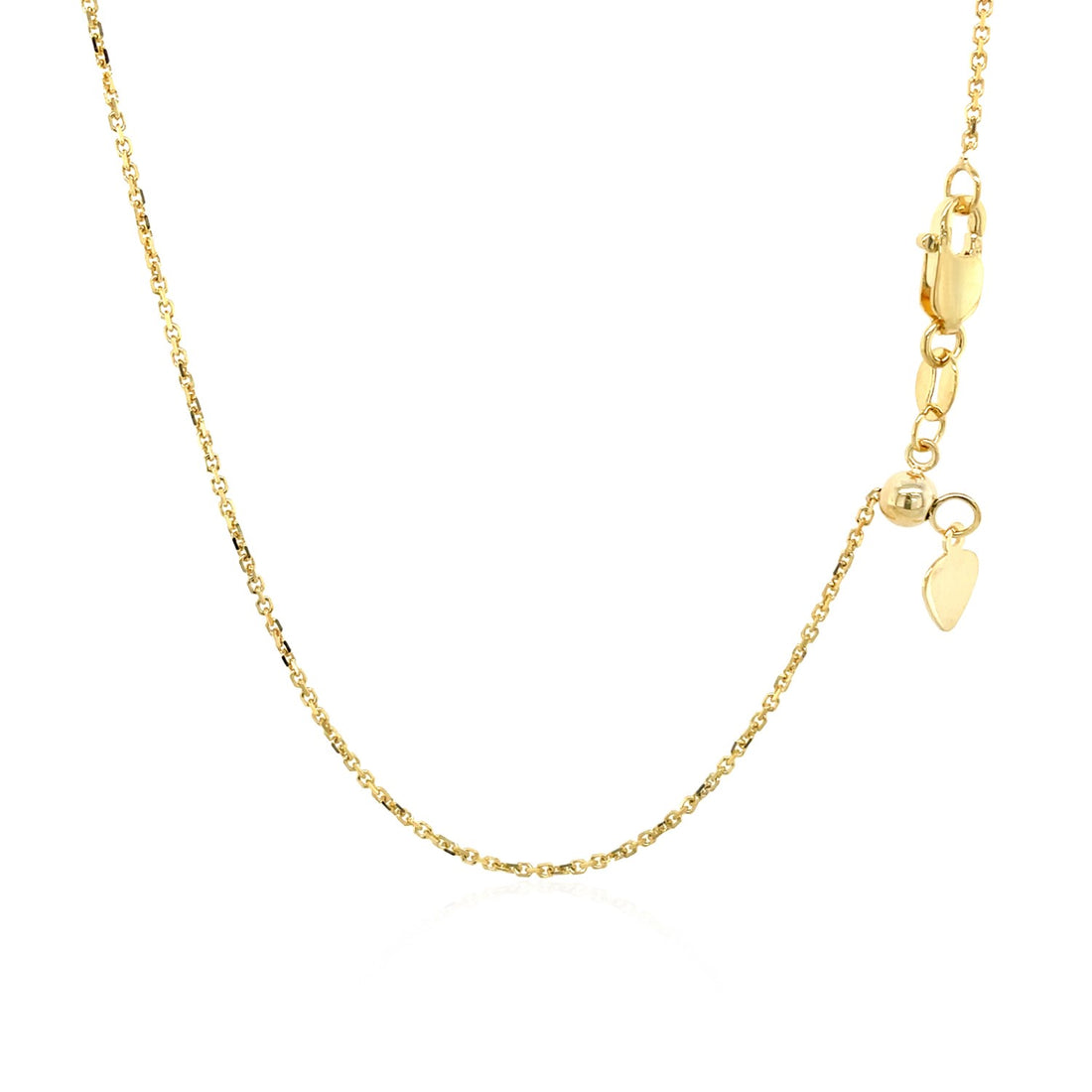 Cadena tipo cable ajustable de oro amarillo de 10 k (1,10 mm)