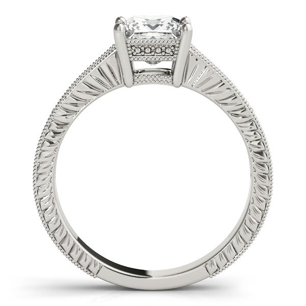 Anillo de compromiso de diamantes estilo antiguo en oro blanco de 14 k (1 1/8 ct)