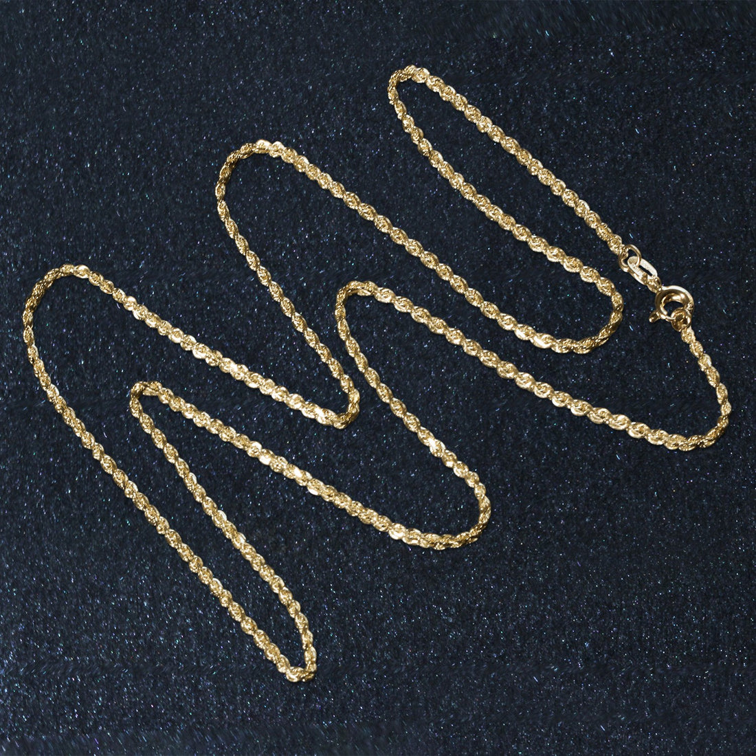 Cadena de eslabones macizos de oro amarillo de 10 k con corte de diamante (1,40 mm)
