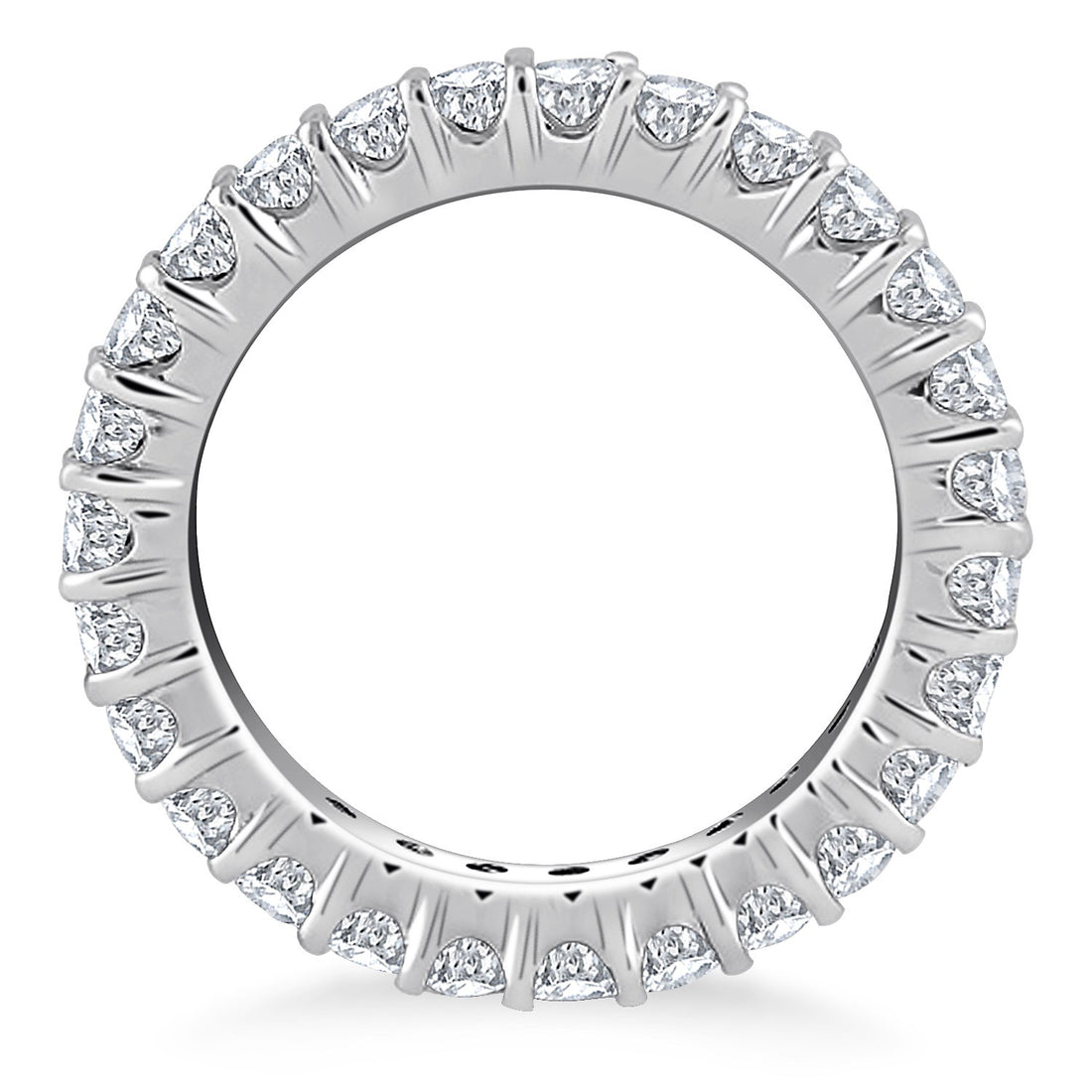 Anillo de eternidad de oro blanco de 14 k con diamantes redondos de garra común