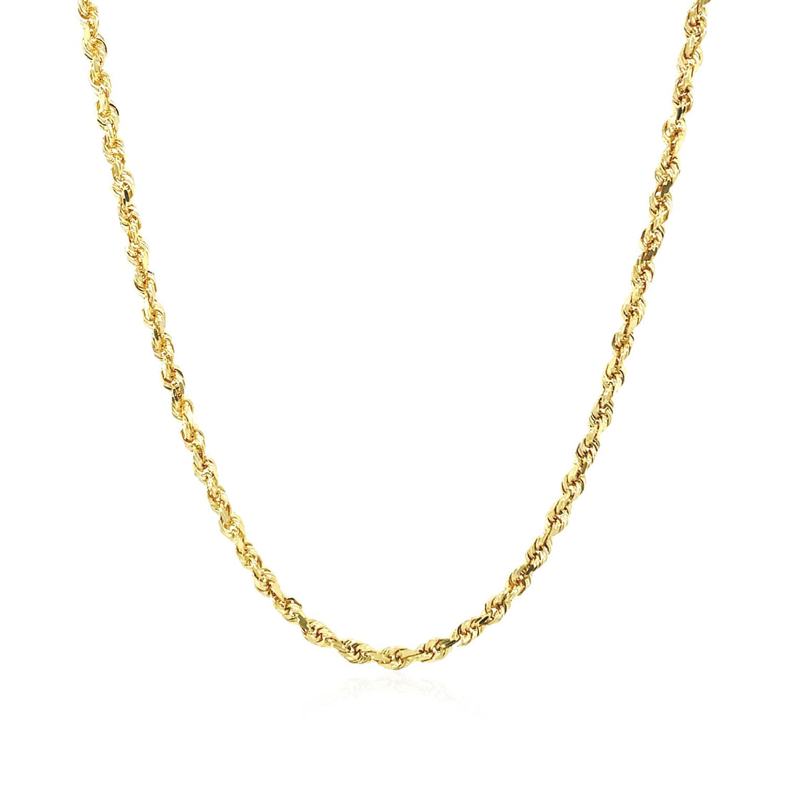 Cadena de eslabones macizos de oro amarillo de 10 k con corte de diamante (2,00 mm)