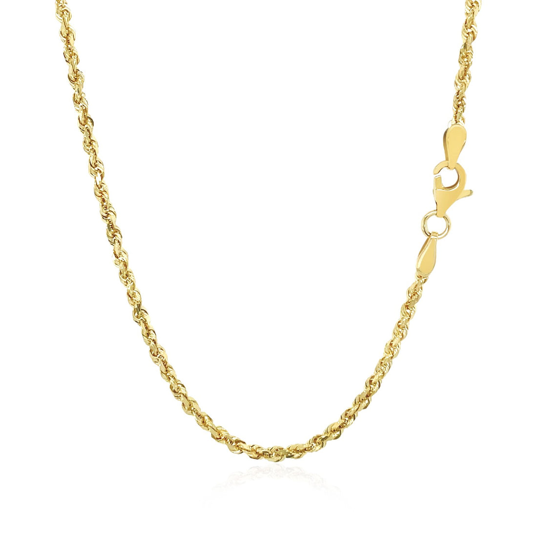 Cadena de eslabones macizos de oro amarillo de 10 k con corte de diamante (2,00 mm)