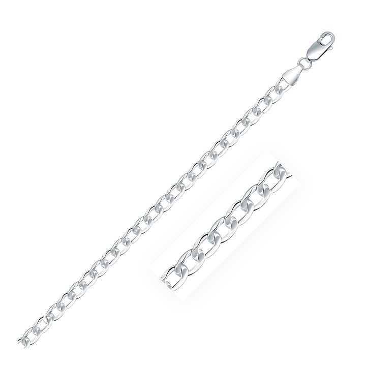 Cadena de eslabones estilo curvo de plata de ley bañada en rodio (4,70 mm)