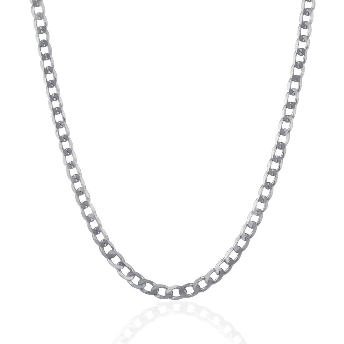 Cadena de eslabones estilo curvo de plata de ley bañada en rodio (4,70 mm)