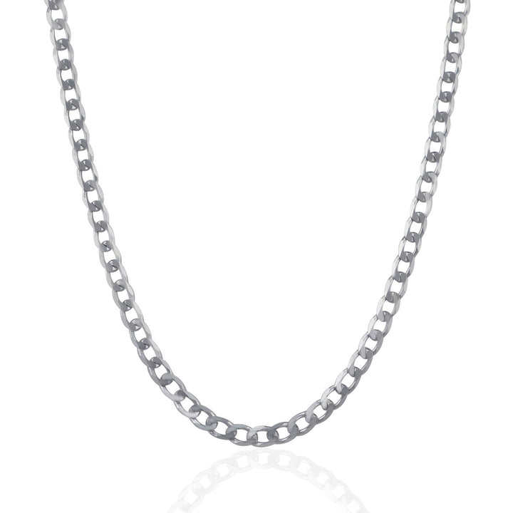 Cadena de eslabones estilo curvo de plata de ley bañada en rodio (4,70 mm)