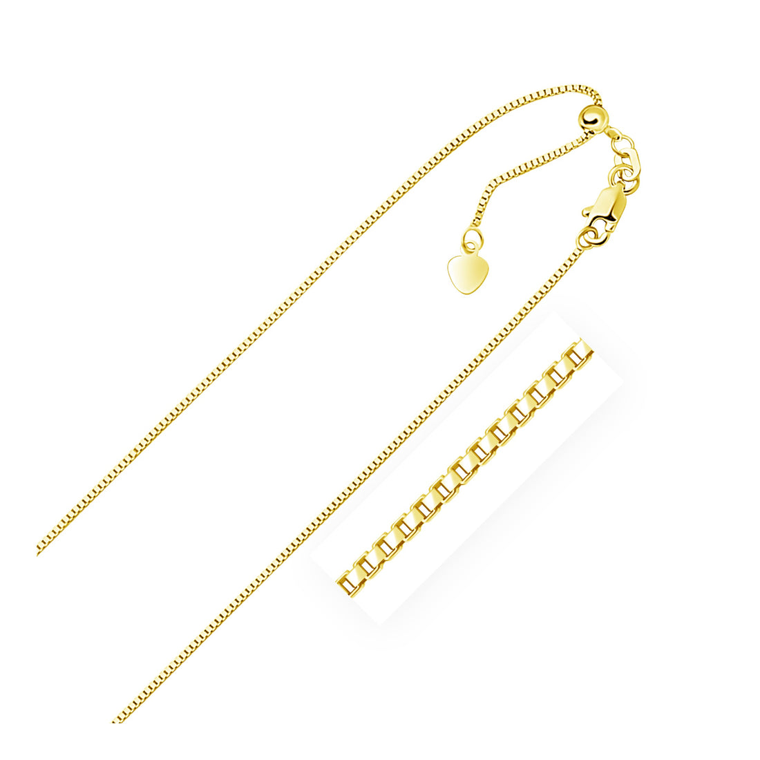 Cadena de eslabones ajustable de oro amarillo de 10 k (0,85 mm)