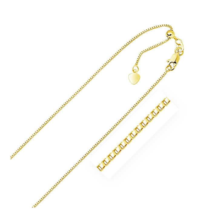 Cadena de eslabones ajustable de oro amarillo de 10 k (0,85 mm)
