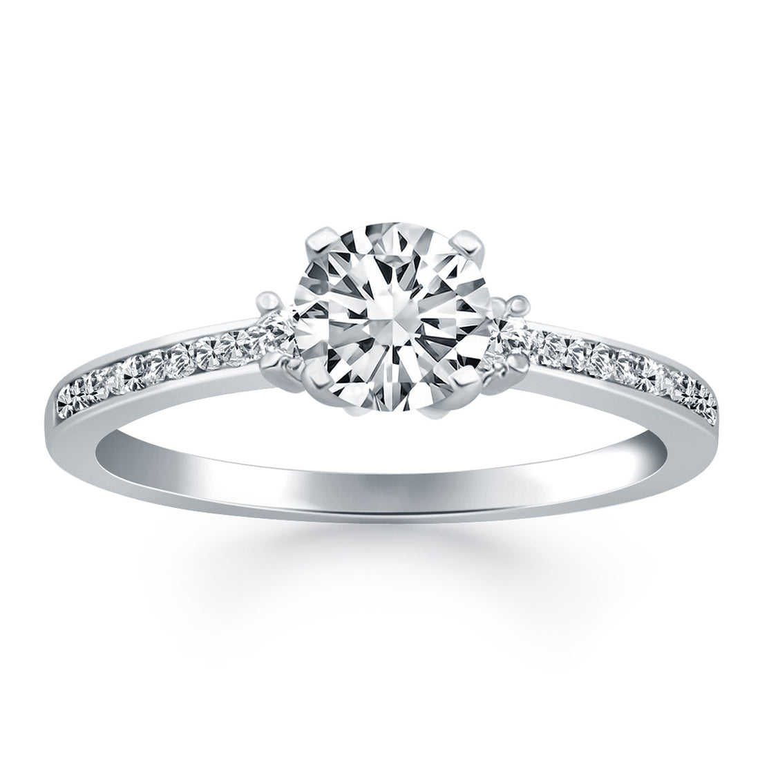 Anillo de compromiso de oro blanco de 14 k con detalles de diamantes