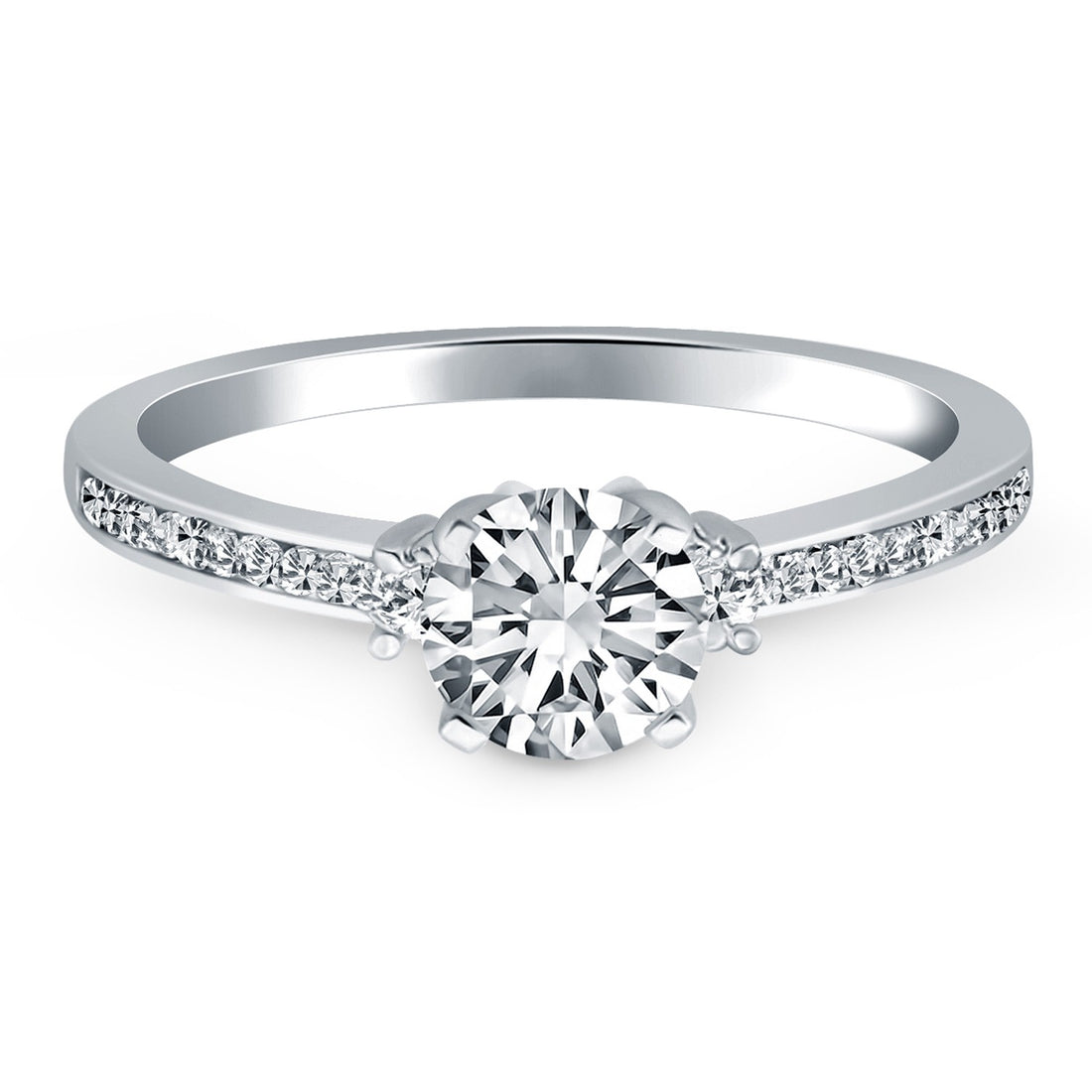 Anillo de compromiso de oro blanco de 14 k con detalles de diamantes