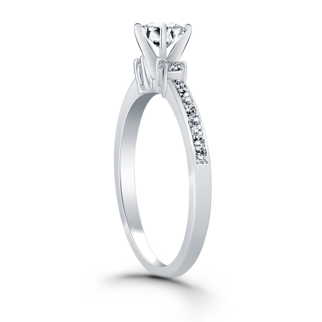 Anillo de compromiso de oro blanco de 14 k con detalles de diamantes