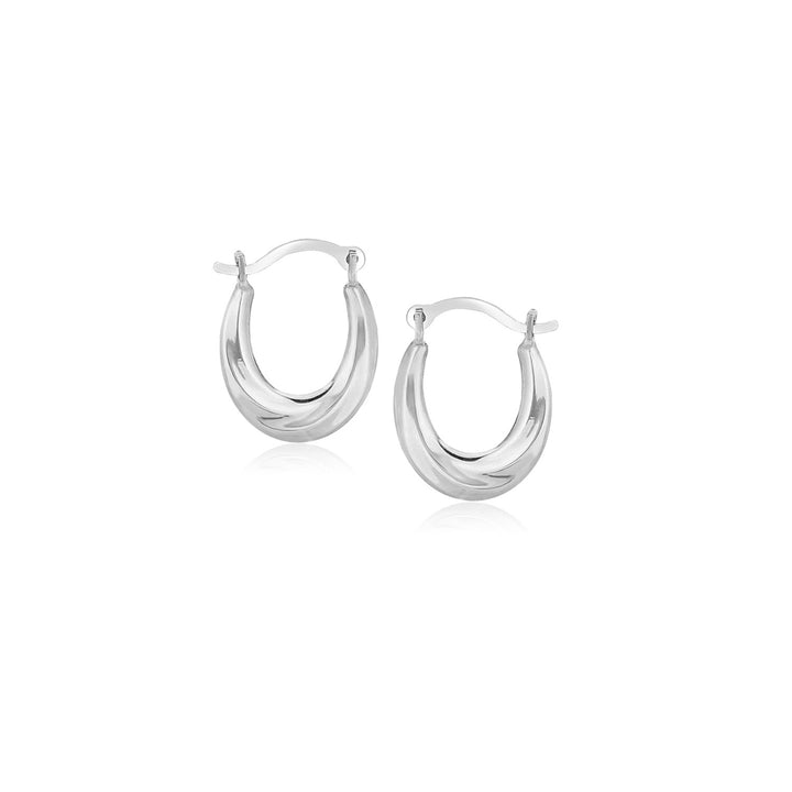 Aros ovalados de oro blanco de 10 quilates