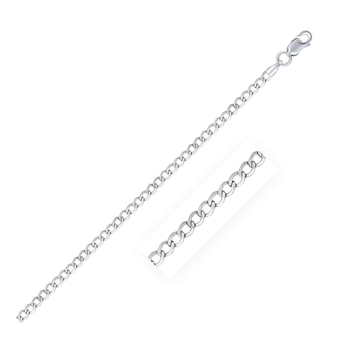 Cadena de plata de ley rodiada con cierre de mosquetón (3,00 mm)