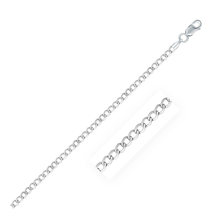 Cadena de plata de ley rodiada con cierre de mosquetón (3,00 mm)