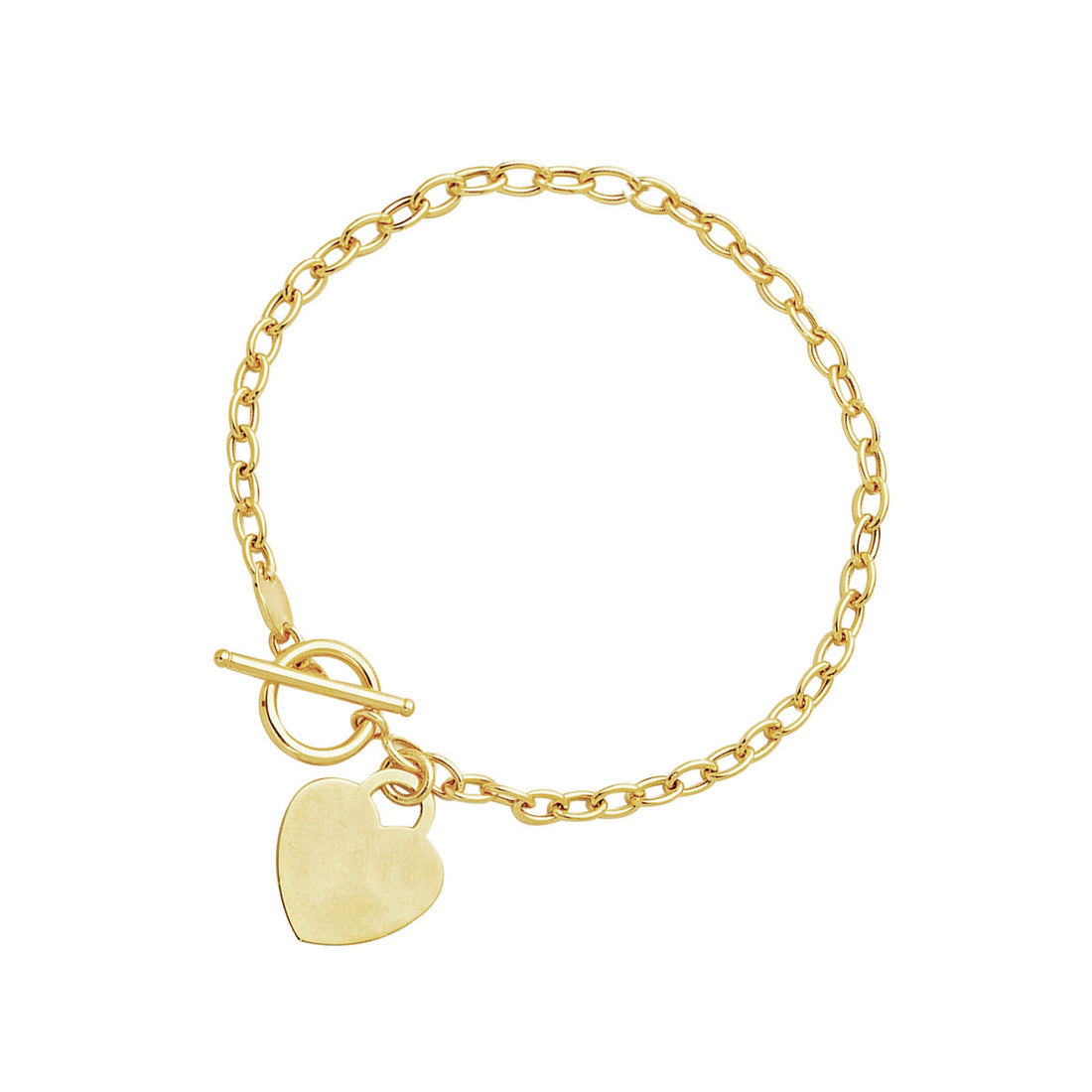 Pulsera de palanca con dije de corazón en oro amarillo de 14 k (4,80 mm)