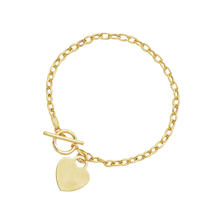 Pulsera de palanca con dije de corazón en oro amarillo de 14 k (4,80 mm)