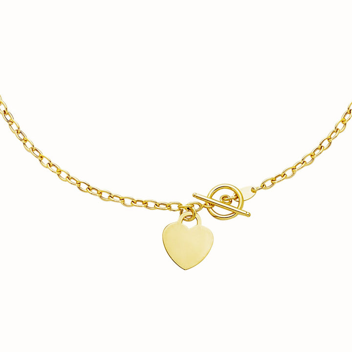 Pulsera de palanca con dije de corazón en oro amarillo de 14 k (4,80 mm)