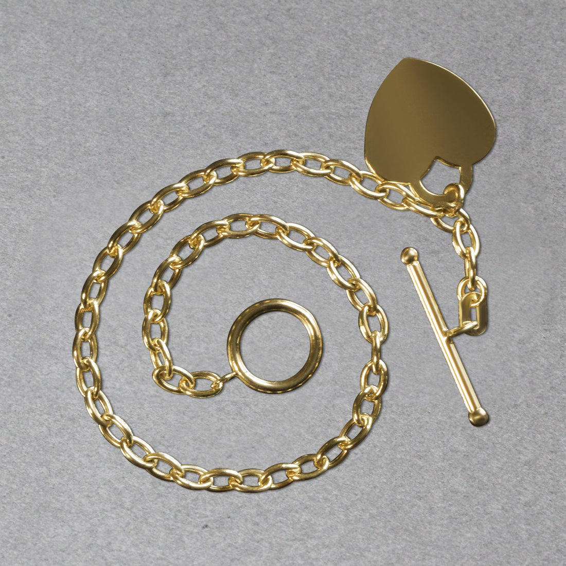 Pulsera de palanca con dije de corazón en oro amarillo de 14 k (4,80 mm)
