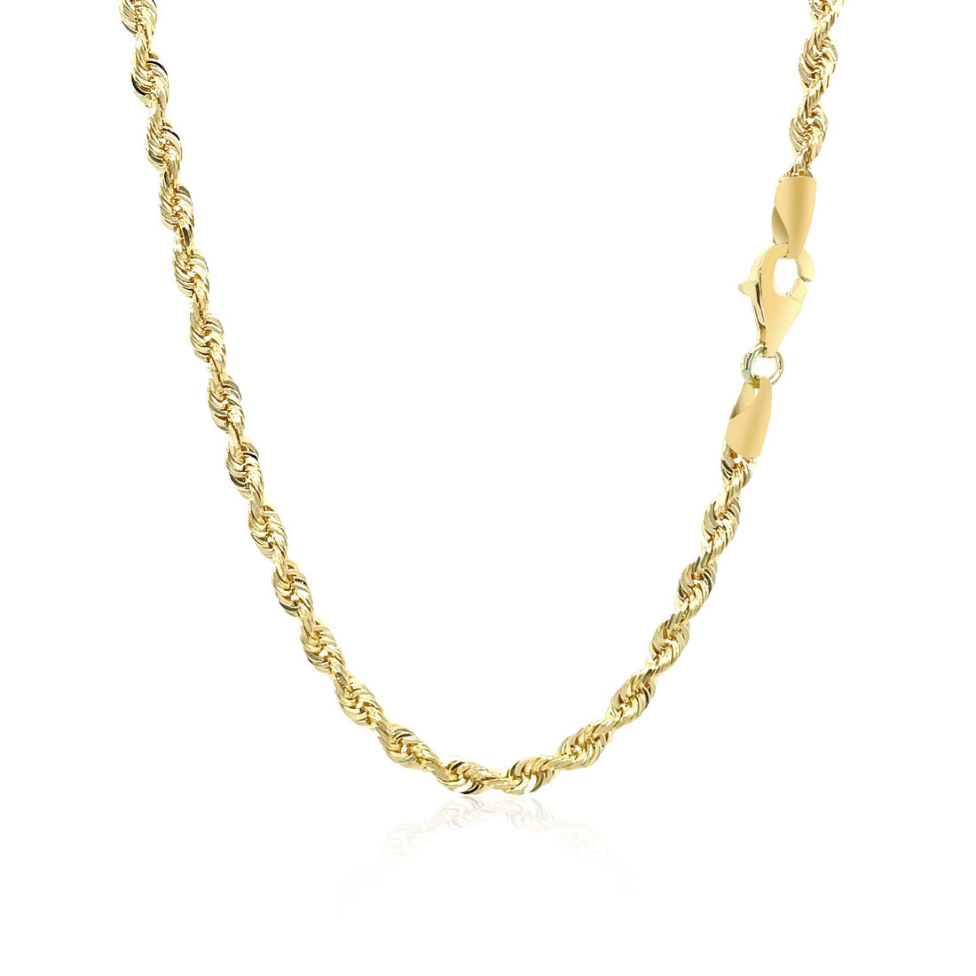 Cadena de eslabones macizos de oro amarillo de 10 k con corte de diamante (3,00 mm)