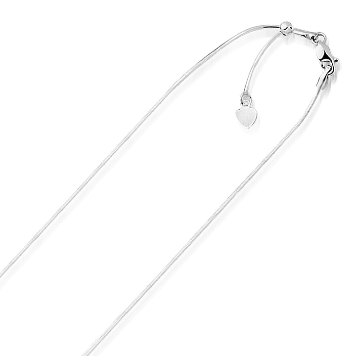 Cadena de serpiente ajustable de oro blanco de 14 k (0,80 mm)