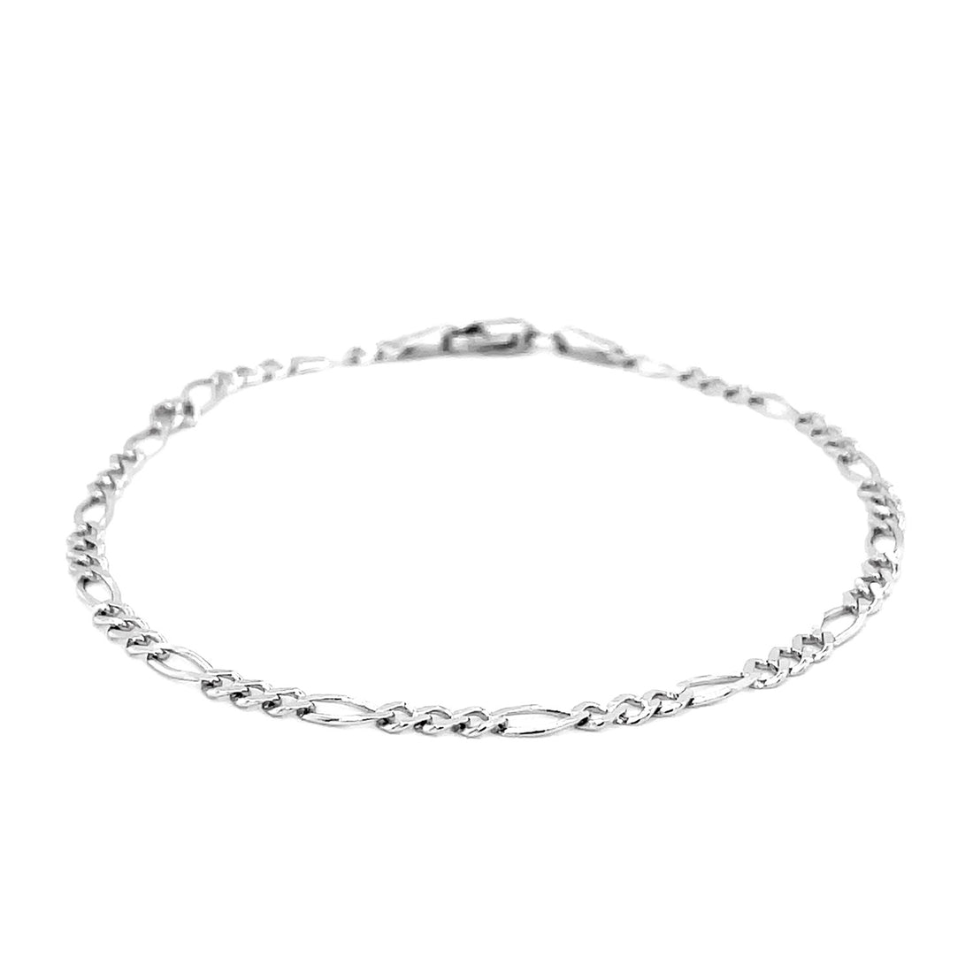 Tobillera Figaro de oro blanco de 14 k de 2,6 mm
