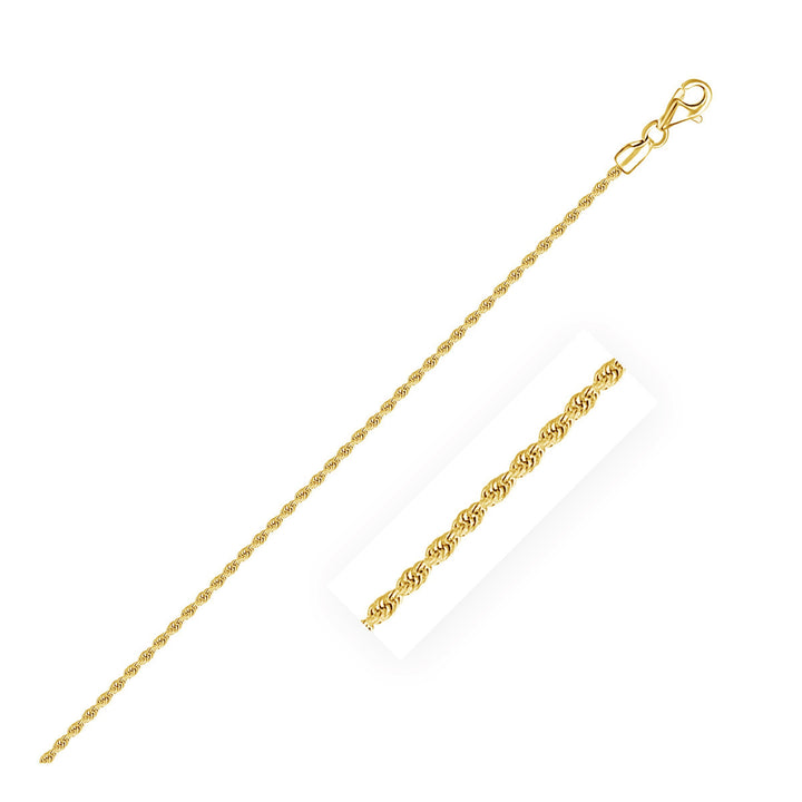 Cadena de eslabones con corte de diamante hueco en oro amarillo de 10 quilates (2,00 mm)
