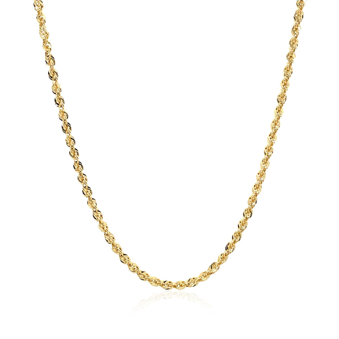 Cadena de eslabones con corte de diamante hueco en oro amarillo de 10 quilates (2,00 mm)