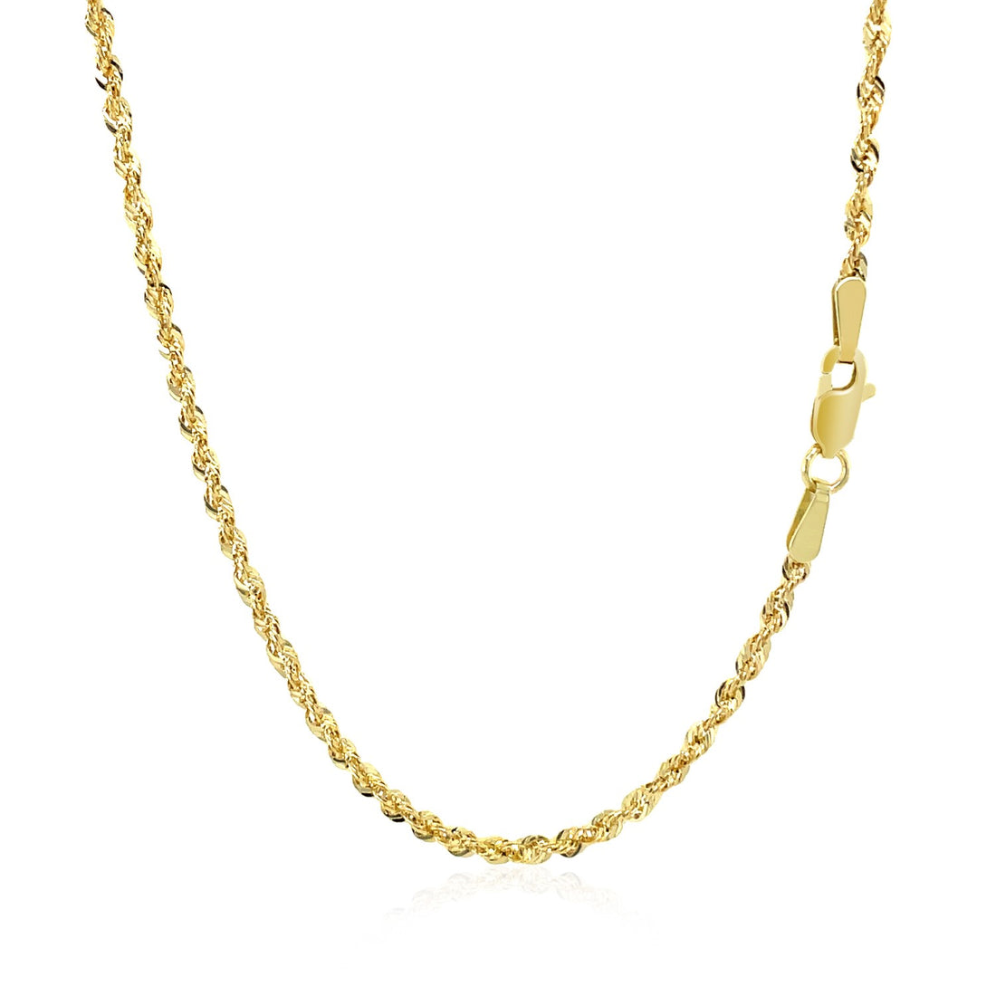 Cadena de eslabones con corte de diamante hueco en oro amarillo de 10 quilates (2,00 mm)