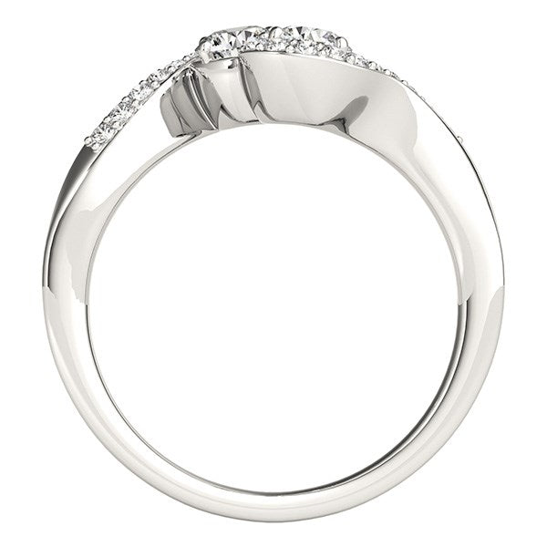 Anillo de oro blanco de 14 k con dos diamantes de estilo banda curva (5/8 ct)
