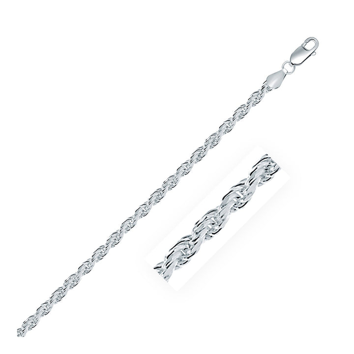 Cadena estilo cuerda con corte de diamante en plata de ley (3,60 mm)