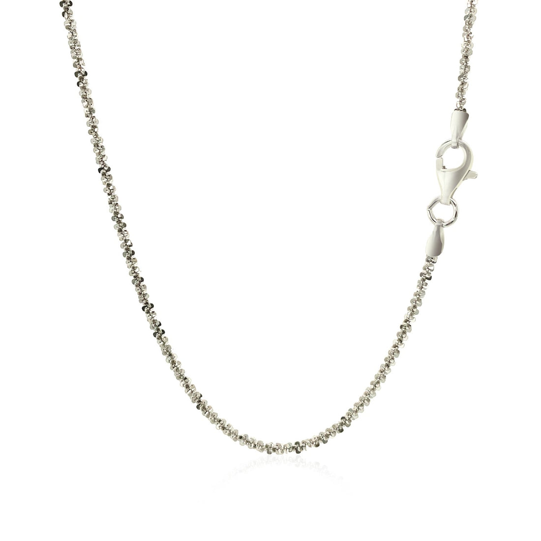 Cadena estilo brillante de plata esterlina bañada en rodio (1,60 mm)