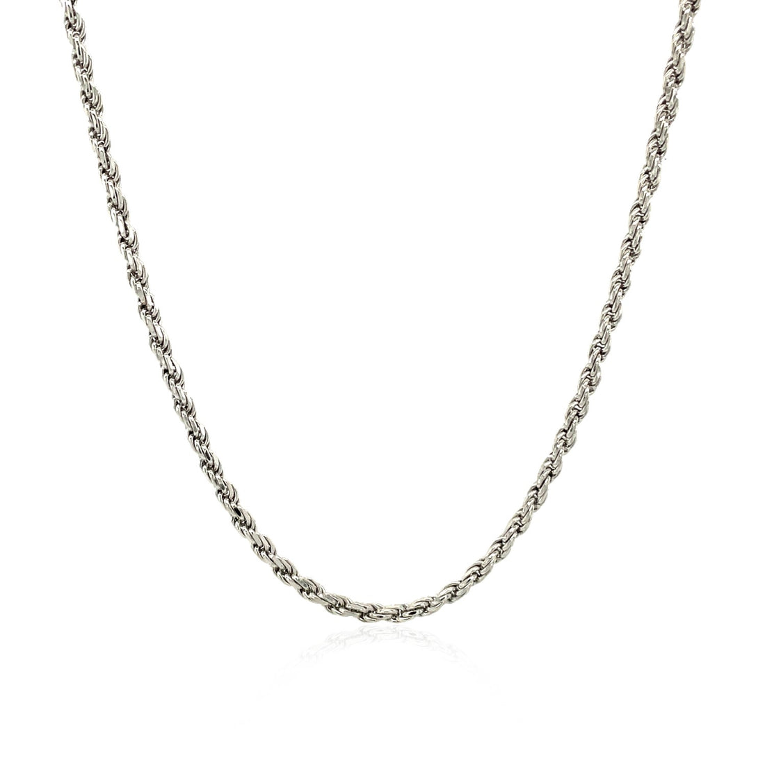 Cadena estilo cuerda con corte de diamante de 1,8 mm de plata esterlina