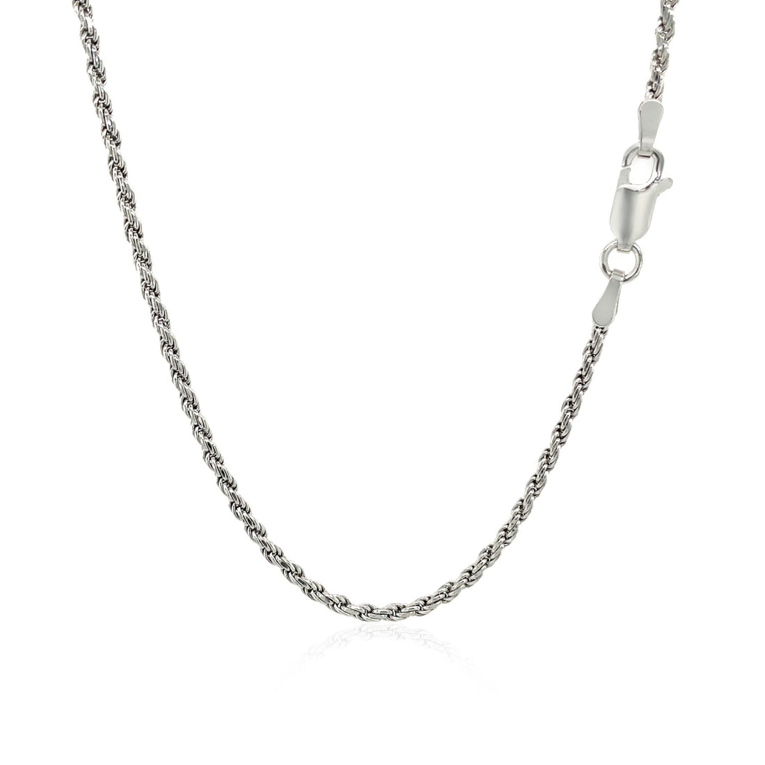 Cadena estilo cuerda con corte de diamante de 1,8 mm de plata esterlina