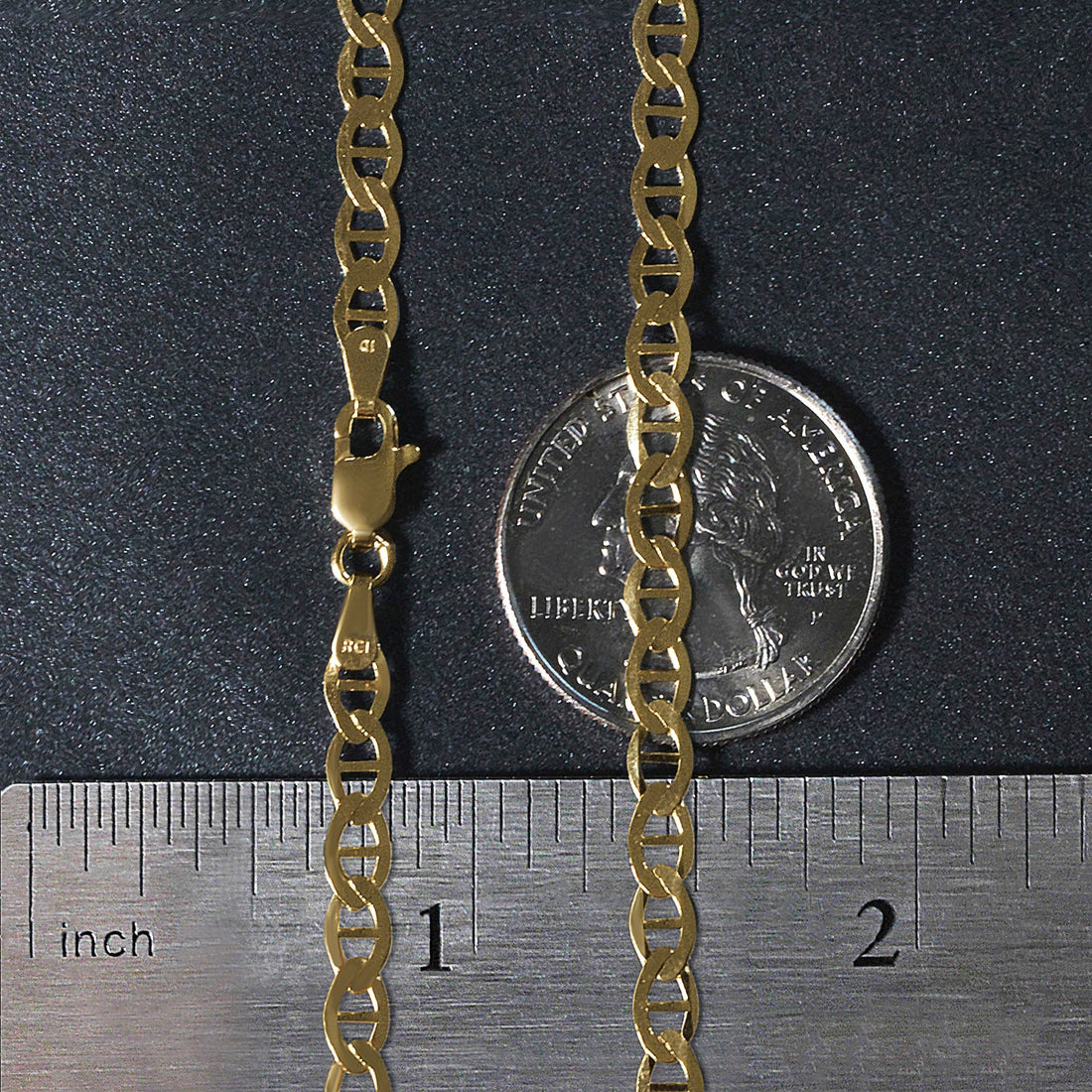 Cadena de eslabones estilo marinero de oro amarillo de 10 k (4,50 mm)