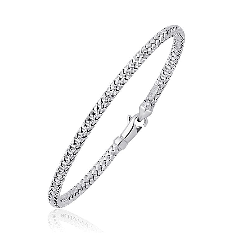 Brazalete tejido elegante en oro blanco de 14 k (3,00 mm)