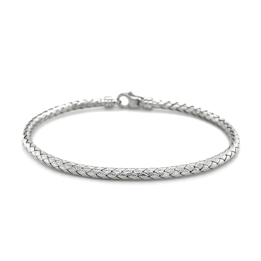 Brazalete tejido elegante en oro blanco de 14 k (3,00 mm)