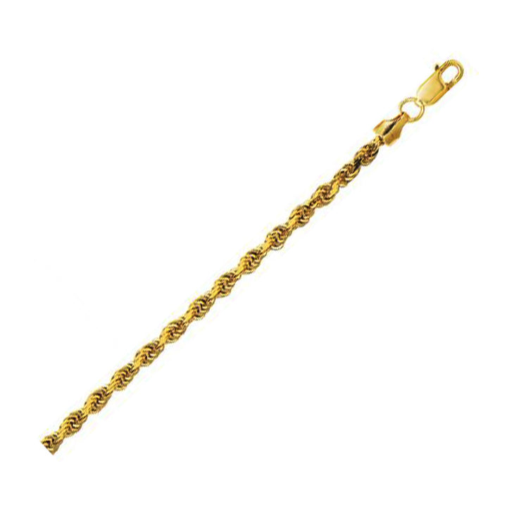 Cadena de eslabones con corte de diamante hueco Lite de oro amarillo de 10 quilates (3,20 mm)